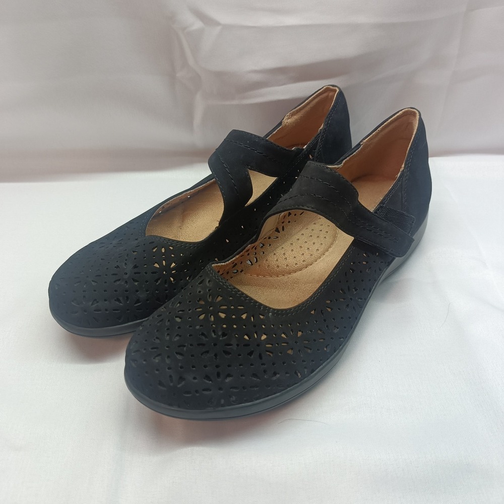 Bjorndal Wildflower Bexley Black Mary Jane Floral Cutout Shoes Womens 7M Cottage